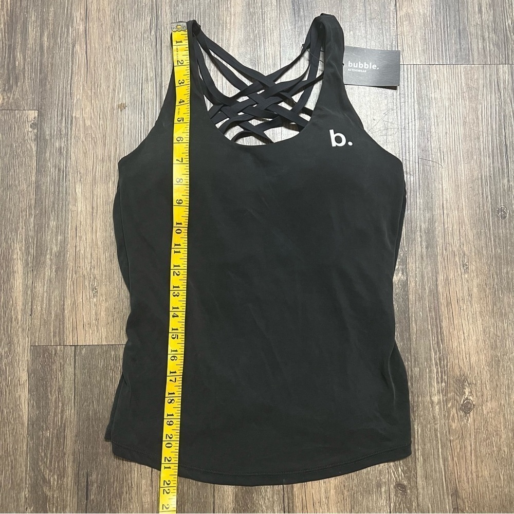 NWT Bubble Activewear Black Built In Padded Bra Crisscross Open Back Tank Top S - Picture 11 of 11